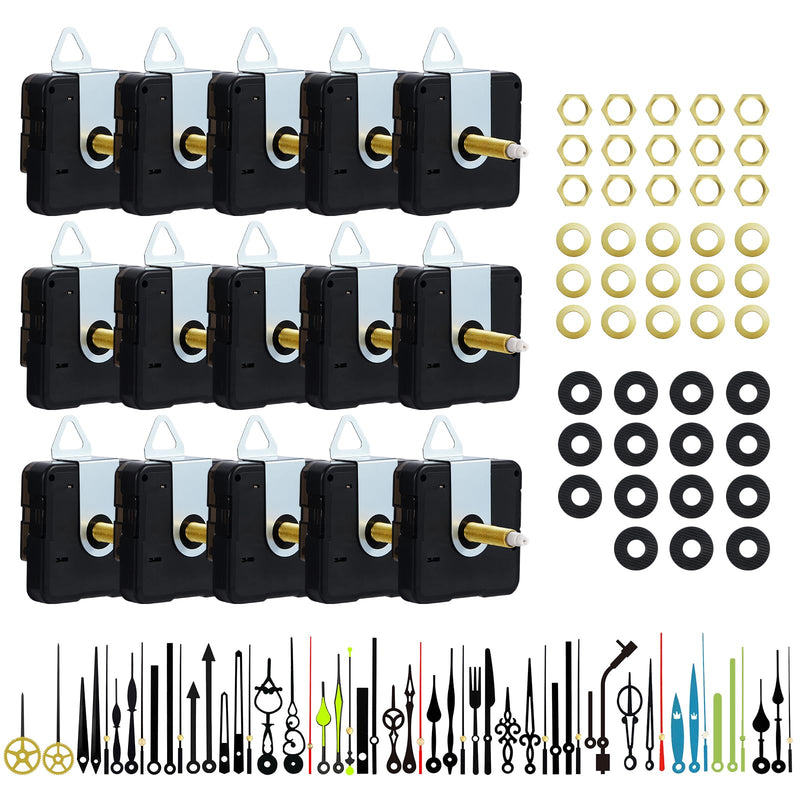 15 Pack Clock Mechanism Replacement Kit with 19 Pairs Clock Hands,Replacement and Custom Clock,Silent Sweep Clock Motor Kit Battery Operated for Clock Repair DIY Replacement (Thread Length 0.78 inche) Thread length 0.78 inche