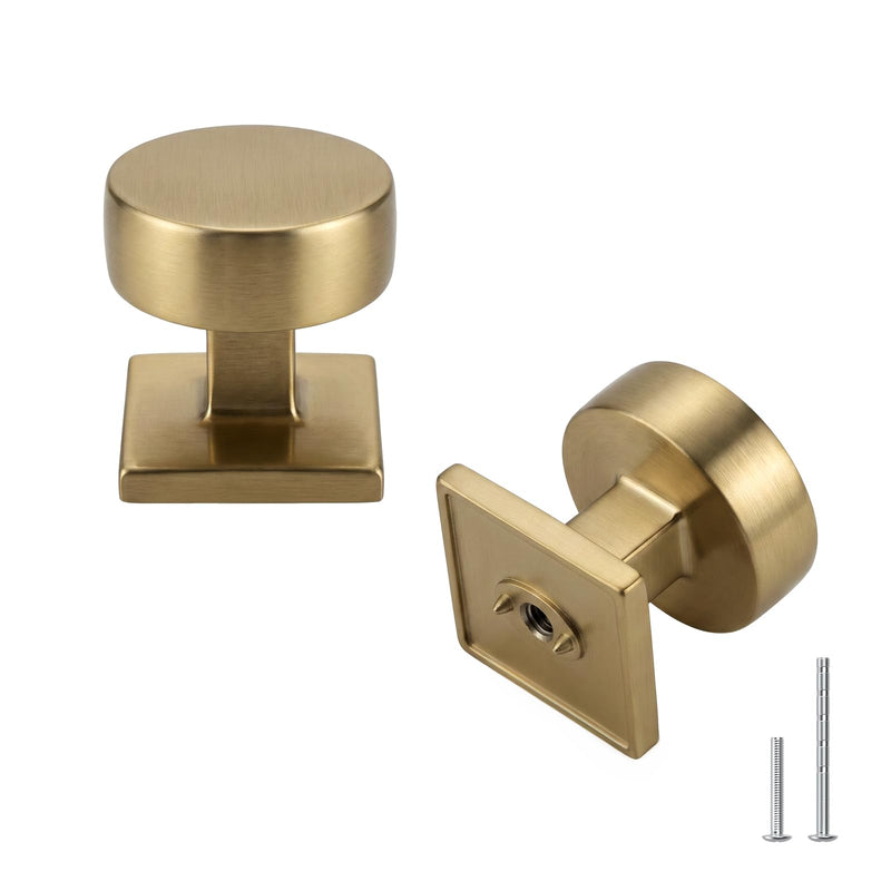25 Pack Champagne Bronze Cabinet Knobs for Cabinets Drawers,Square and Round Brushed Brass Dresser Drawer Knobs, Aluminium Alloy Kitchen Hardware 25
