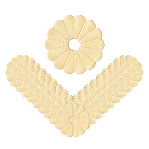 SUPERFINDINGS 20Pcs Brass Backplate Washers Gold Gasket 32mm Hardware Classical Flower Furniture Hardware Accessories for Drawer Dresser Closet Decoration,Hole:6mm
