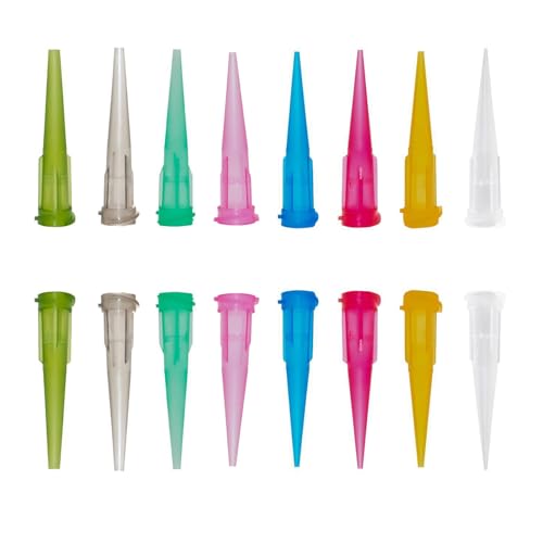 160Pcs 8 Size Mix Plastic Tapered Pinhead Blunt Tips Adhesive Dispensing Plastic Glue Tips for Industry Oil or Glue Applicator, Blunt End Liquid Dispenser Needles, TT Adhesive Applicator Tips