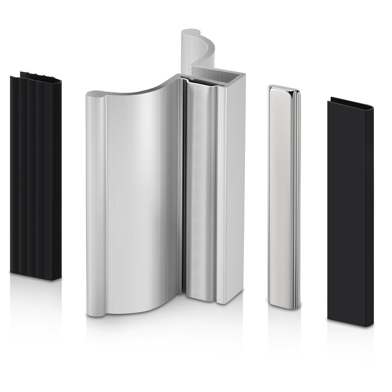 3" Frameless Shower Door Handle with Metal Strike Plate and 3" Shower Door Magnet. Suitable for Glass Doors with thicknesses of 1/8 inch, 5/32 inch, 3/16 inch, and 1/4 inch.