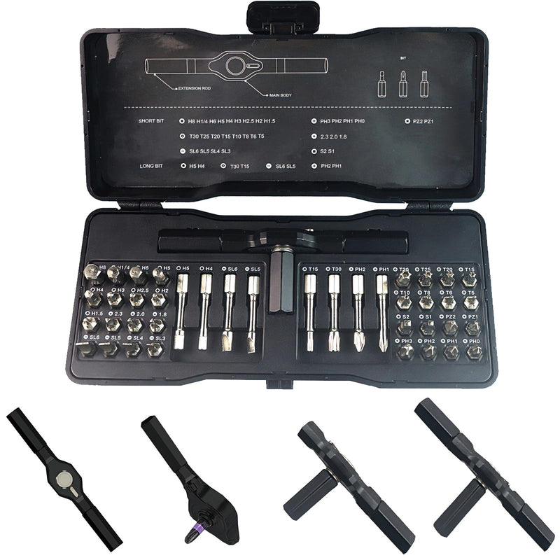 42 in 1 magnetic screwdriver set,Multi Bit Ratcheting screwdriver bit set with detachable handle,portable precision screwdriver set for DIY, PC, Electronics, Car & Bicycle Repair