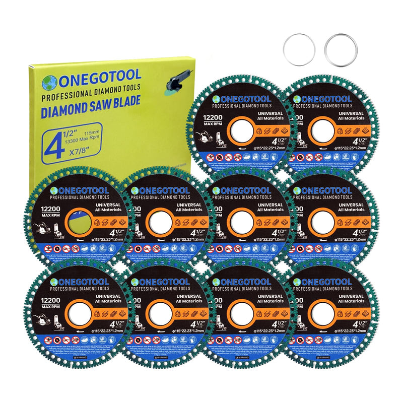 4-1/2 inch Indestructible Cutting Discs for Angle Grinder 7/8" Blades Cut Off Wheels Diamond Tool Metal rebar Porcelain Tile Granite Marble Smooth Cutter (10pcs) 4-1/2" 10