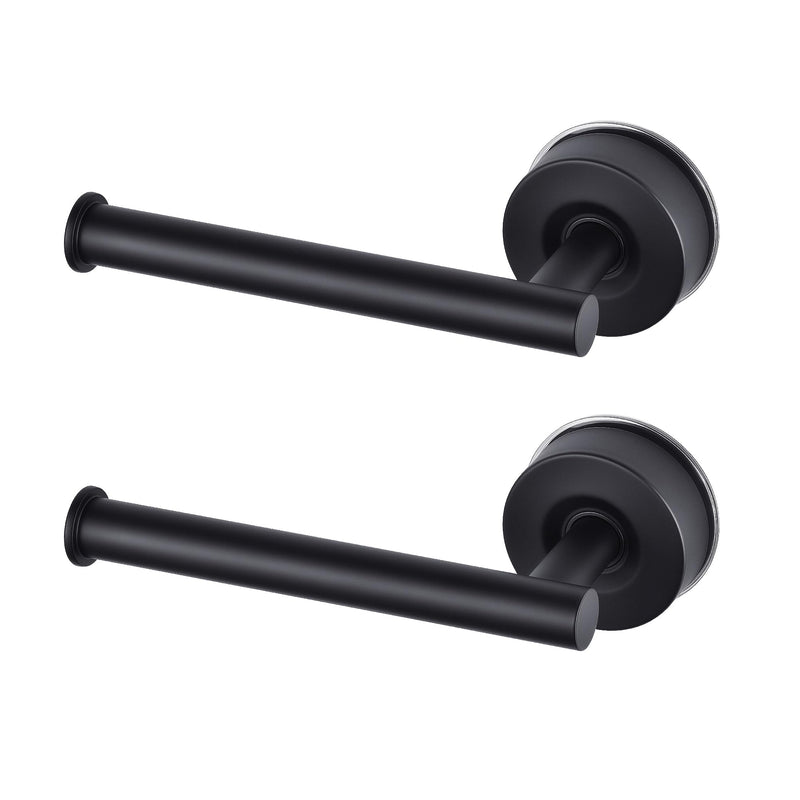 YOHOM Suction Cup Toilet Paper Holder No Drill Bathroom Tissue Holder with Strong Suction Removable Wall Mount Stainless Steel Paper Roll Holder for Kitchen Bath,Matte Black, 2 PCS