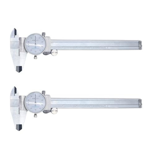 HFS 2PCs/Pack 0-6 Inch Dial Caliper, ±0.001 Inch Accuracy, 4-Way Precision Measuring Tool for Inside, Outside, Depth and Step Measurements, Shockproof Design with Protective Storage Case 0-6" Carbon Steel 2PCS