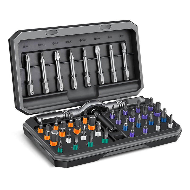42 in 1 Magnetic Ratchet Screwdriver Set - Multi Bit Ratcheting Screwdriver Set with Portable Repair Tool Kit for Electronics, Computers, Bicycles, Watch,Furniture,Ring Doorbell and DIY