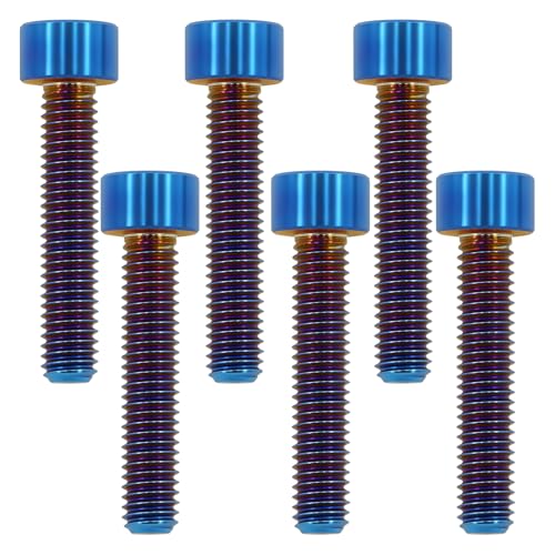 M8x30mm Titanium Hex Socket Bolts, Burnt Blue, 6PC M8X30