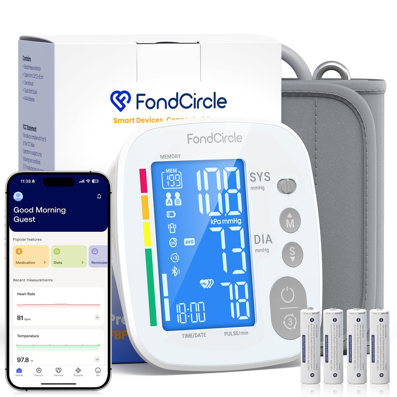 Automatic Digital Upper Arm Blood Pressure Monitor for Home Use | Bluetooth sync, 8.6-17.7" adjustable cuff, 2×199 memory, large LCD display for home use Adjustable Cuff 8.6"-17.7"
