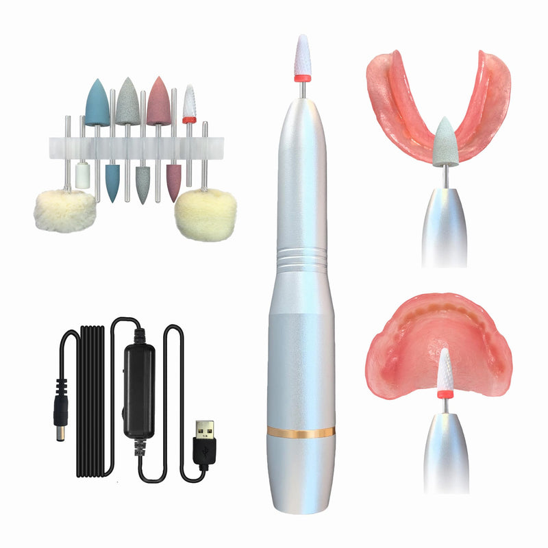 Polishing and Repair Kit for Acrylic Base and Reline Materials, At-Home Care to Adjust Sore Spots, Smooth Rough Edges, Remove Hardened Glue, Clean Stubborn Stains and Restore Shine