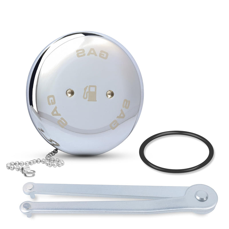 0540DPG99A Marine Fuel Tank Cap for Perko 1-1/2" Vented Gas Deck Fill, Includes Wrench, O-Ring & Chain