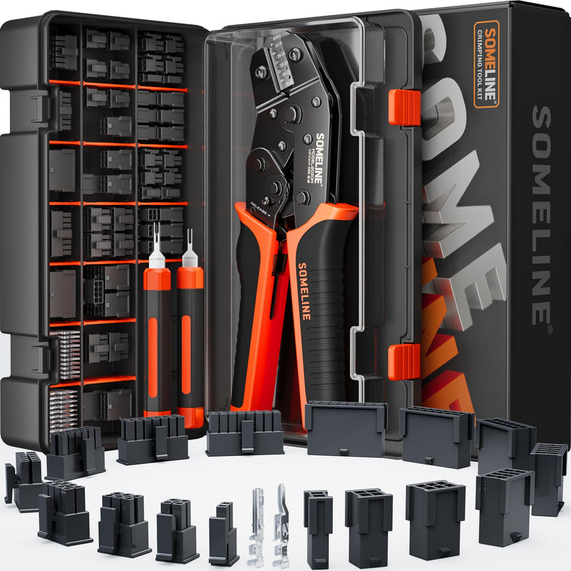 SOMELINE Micro-Fit 3.0 Connector Crimping Tool Kit, 2-16 Pin Dual Row Male & Female Housings, 28-18 AWG Terminal, 2 Pin Extractors & 32-20 AWG Crimper, Compatible with Molex, for PC, 3D Printers & DIY Micro-Fit 3.0mm Pitch