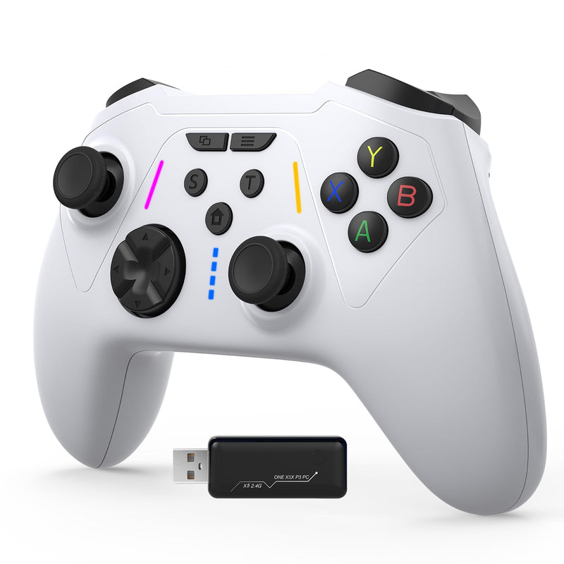 BETMI Wireless Controller Compatible with Xbox|PC with 2.4GHz Adapter | Hall Effect Triggers & Joysticks/Turbo/Macro/Dual Vibration/RGB Light, Gamepad Compatible with Xbox One, Series X/S (White)