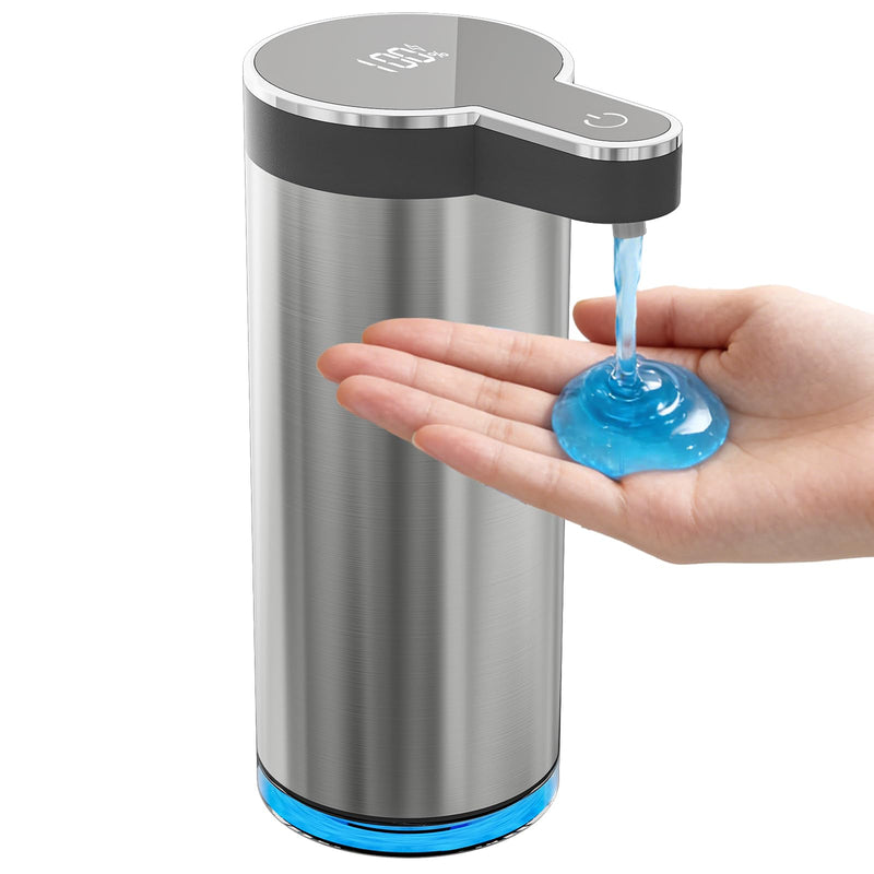Automatic Liquid Soap Dispenser, 12oz Rechargeable Touchless Hand Soap Dispenser, 4 Levels Adjustable Infrared Sensor Dish Soap Dispenser for Bathroom,Kitchen,Hotel St-01 Liquid Gray