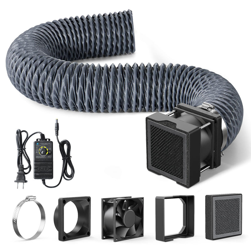 TOPCUBE Adjustable Ventilation Kit with Powerful Exhaust Fan and Filter, Magnetic-Mount Exhaust Pipe Kit for 3D Printer Enclosure, Efficient Ventilation, Exhaust Odors Smoke and Dust