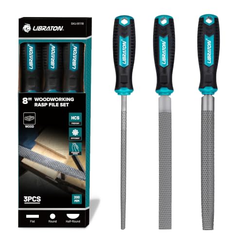 LIBRATON Wood Rasp Set, 3PCS Wood File Set, Multi-Shape Wood Rasp File 3