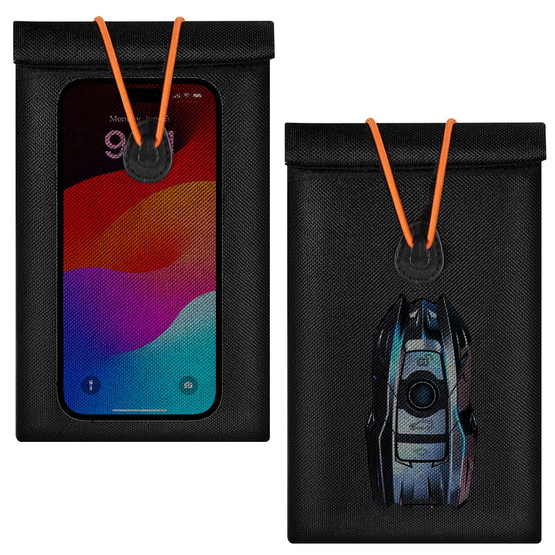 Faraday Bags for Phones and Key fobs, Go Dark Pouch,2 Pack, Black | Make your phones invisible to Tracking, Blcoked all signals,Anti-Theft 2 Large