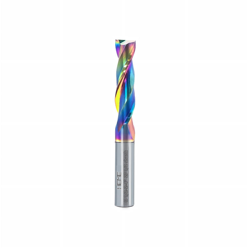 HEME Spiral Upcut Router Bit 1/2 Inch Shank with Extra Long Life Coating, Carbide CNC Router Bits End Mill for Wood Mortises Carving Engraving UP Cut Router 1/2-4"2F