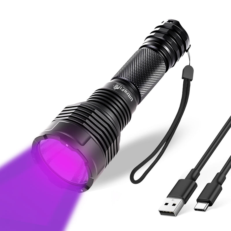 ULTRAFIRE 16W Powerful 395nm Black Light UV Flashlight - Rechargeable LED Ultraviolet Lights Flashlights, for Dog/Cat Urine Detection, Dry Stains, Finding Scorpion, Resin Curing