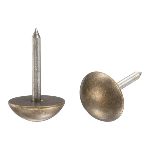 uxcell 40Pcs Solid Brass Upholstery Tacks, 16mm Retro Upholstery Nails Decorative Thumb Push Pins for Wood Boxes Carpet Sofa Furniture Leather Crafts, Bronze