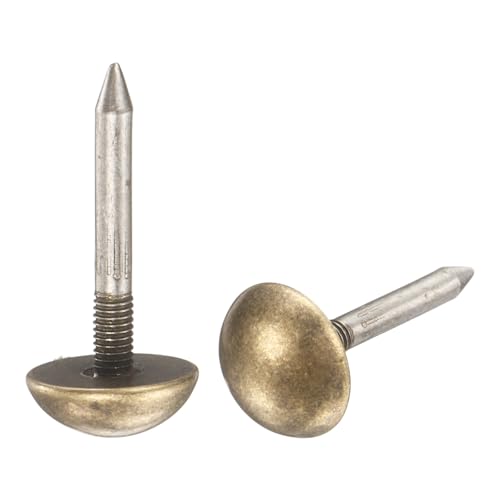 uxcell 40Pcs Solid Brass Upholstery Tacks, 12mm Retro Upholstery Nails Decorative Thumb Push Pins for Wood Boxes Carpet Sofa Furniture Leather Crafts, Bronze