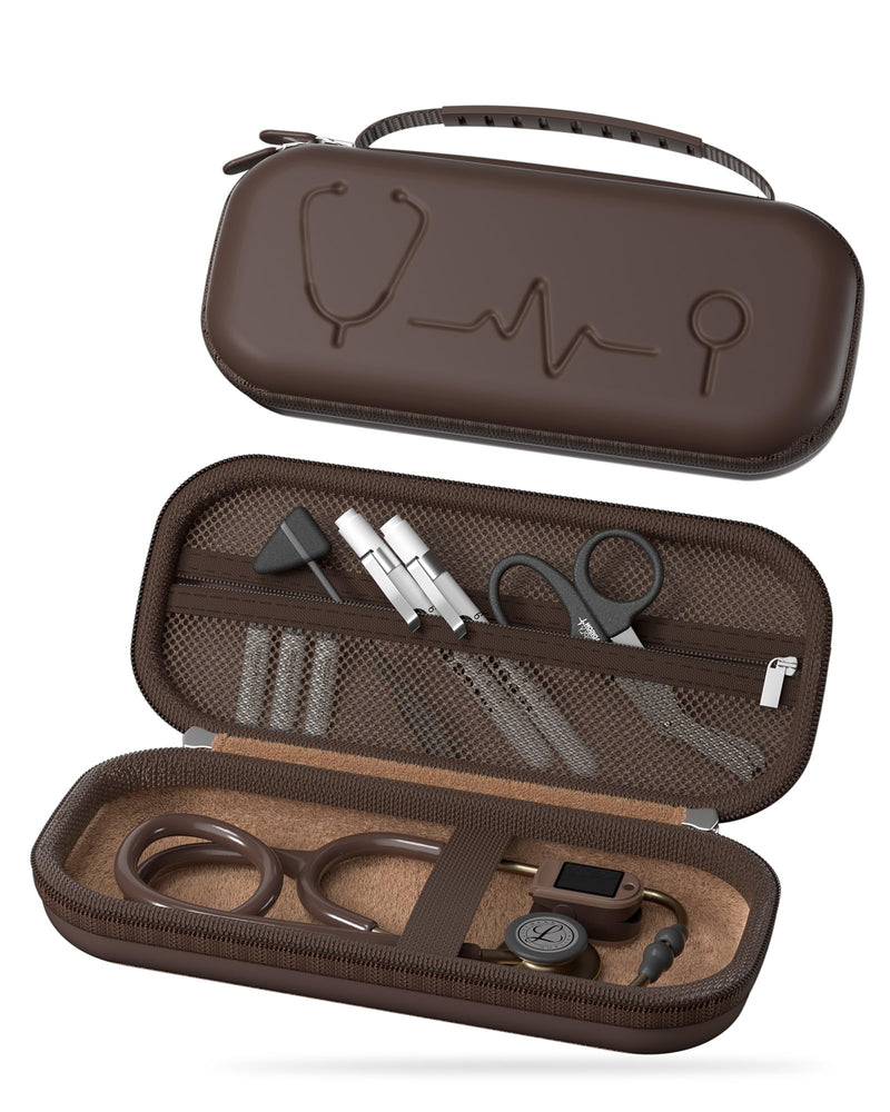 ProCase Stethoscope Case for 3M Littmann Classic III & Cardiology IV, Hard Protective Carrying Bag Fits MDF, ADC, Omron Stethoscopes, Medical Storage Organizer for Nurses & Nursing Students -Chocolate Chocolate