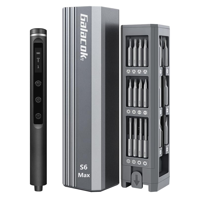 Mini Electric Screwdriver Set,3.7V Cordless Precision Screwdriver Set with 50 in 1 Magnetic Bits,Magnetic Storage,5 Torque Setting,LED Display,Small Repair Tool Kit for Computers,Phones,Watches (Grey) Grey