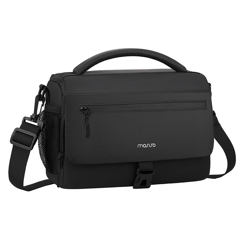 MOSISO Camera Bag for Photographers, Camera Sling Bag Crossbody Bags, Black | DSLR/SLR/Mirrorless Cameras, Waterproof Padded Camera Case with Bottom Tripod Holder&Rain Cover for Canon/Nikon/Sony