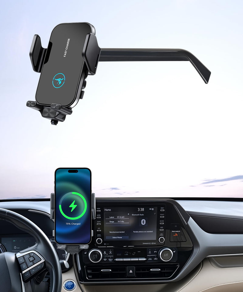 Wireless Charger Car Phone Mount for Toyota Highlander 2020-2026 8" Screen | Highlander Hybrid,Auto Clamp Cell Phone Mount Clip Accessories 15W Qi Fast Charging Stand Compatible with iPhone Android