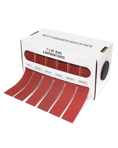 Emery Cloth Roll, 6 Grits, 1 Inch x 19.7 ft (6m) Sandpaper Roll 80 120 240 320 400 600, Emery Cloth for Metal, Wood, Automotive and Furniture, Wet/Dry Abrasive Cloth with Dispenser 6 Grits Pack (80/120/240/320/400/600)