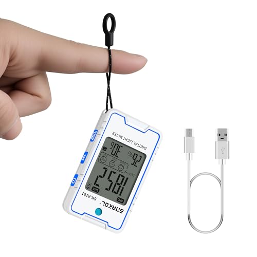 Light Meter Foot Candles, Compact Lux Meter Illuminance with 999900Lux/92890FC, Pocket Light Illuminance Tester with Temperature Humidity Testing, LCD Display, Data Hold for Indoor Outdoor Lightmeter Upgraded