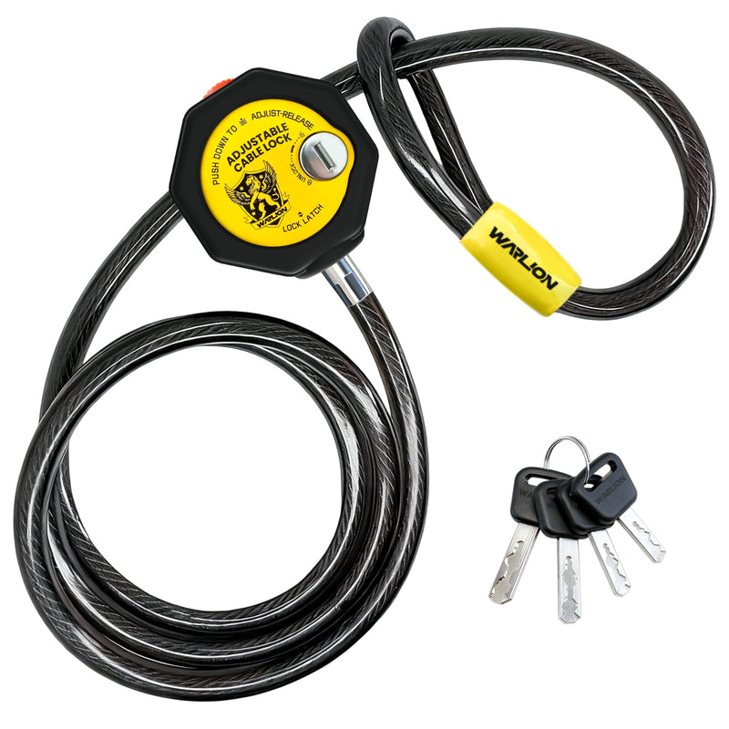 WARLION Heavy Duty Adjustable Cable Lock, 6ft x 3/8" Braided Steel Security Cable, Outdoor Anti-Theft Lock for Bicycles, Scooters, Patio Furniture, Spare Tires, Generator, Cooler, Grill, Ladder 6ft x 3/8" diameter