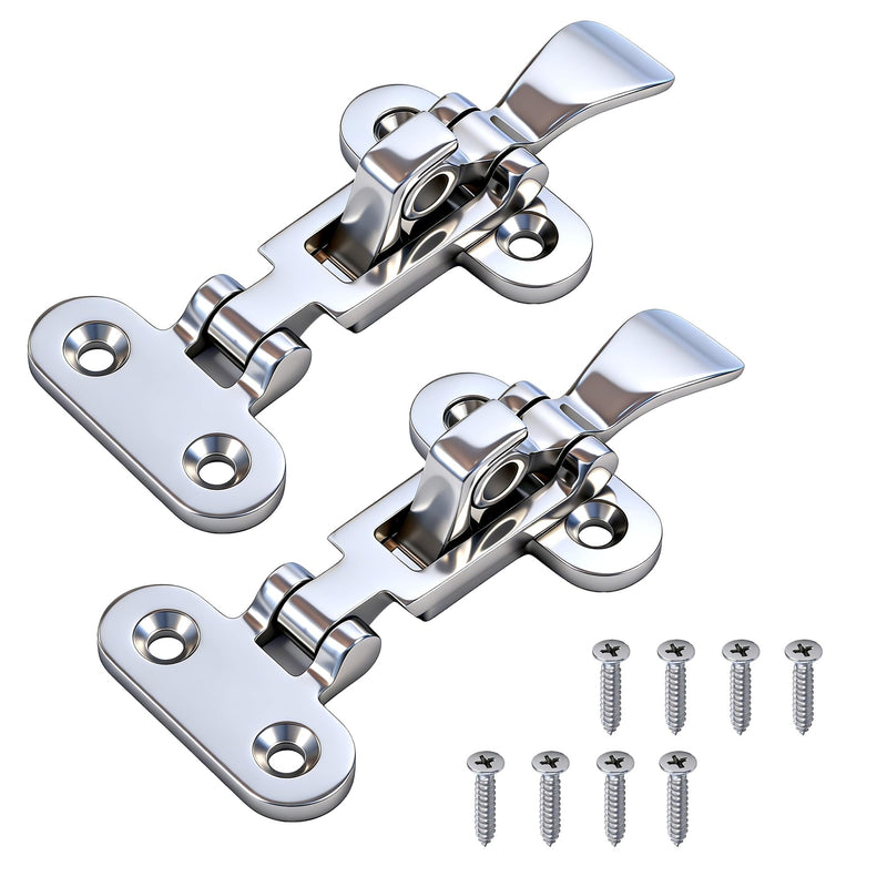 Boat Hatch Latch Marine 316 Stainless Steel Anti-Rattle Boat Door Latches, Heavy-Duty Hold Down Clamp Latches Boat Cabinet Hardware Silver-2P