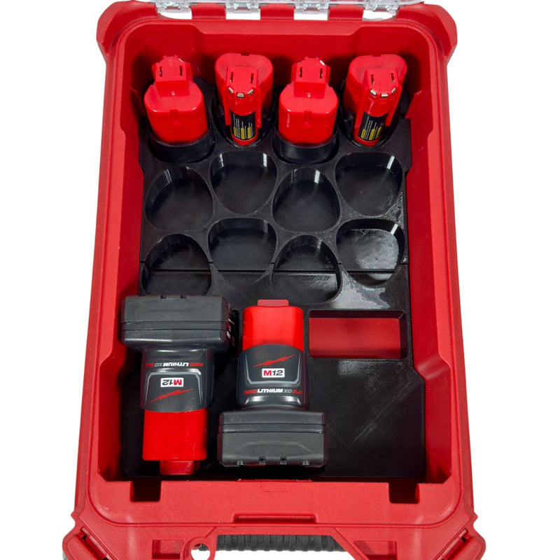 M12 Battery Organizer for M12 Batteriees and Milwaukee Packout Compact Organizer Model 48-22-8435