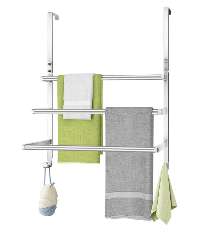 Over The Door Towel Racks for Bathroom, Over The Door Towel Rack, Towel Rack with Hooks for Door Hanging, Towel Bar Over The Door Towel Holder 16Inch, Brushed Nickel 16 Inch