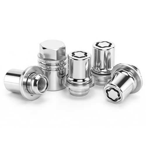 00276-00900 M12 x 1.5 Wheel Lock Lug Nut Set Compatible with 2001-2025 Toyota Avalon Camry Celica Corolla Highlander Matrix Mirai MR2 Prius RAV4 Sienna Solara Tacoma, Anti Theft (Chrome)