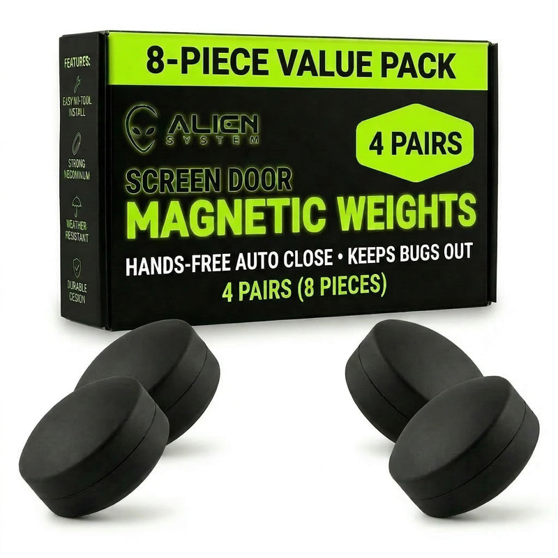 Magnetic Screen Weights for Wind - 4 Pairs Heavy Duty Screen Door Magnets - Each Pair Weighs 3 oz (Total 12) - Silicone Wrapped Outdoor Curtain Weights - Made of Neodymium, up to 10x Stronger Grip