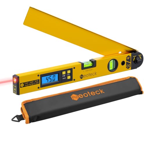 Neoteck 225° Aluminum Digital Angle Finder with Laser (Class 2 Laser,<1mW) Golden