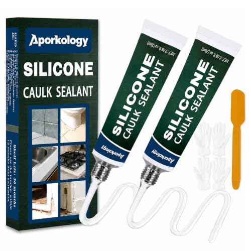 Clear Silicone Caulk Waterproof Silicone Sealant, 0.68 fl.oz(20ml)*2 20ml*2