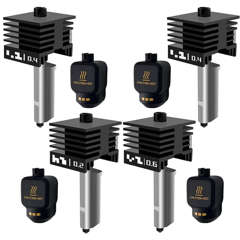 4PCS P2S/X2D/H2C/H2S/H2D Hotend Kits Silicone Socks with Identification Code 2PK 0.4mm and 1PC 0.2/0.6mm Hardened Steel Nozzles- for 3D Printer A1/A1 Mini Extruder Hot End/Printhead Heat Block 4