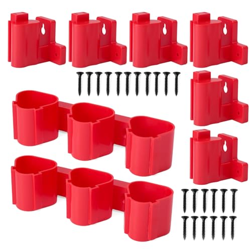 Tool Holders and Battery Holder Compatible with Milwaukee M12 12V Electric Drill Tools Wall Mount Plastic Hanger Suitable for Shelf Work Van and Toolbox Combo Holder Kit with 22 Screws