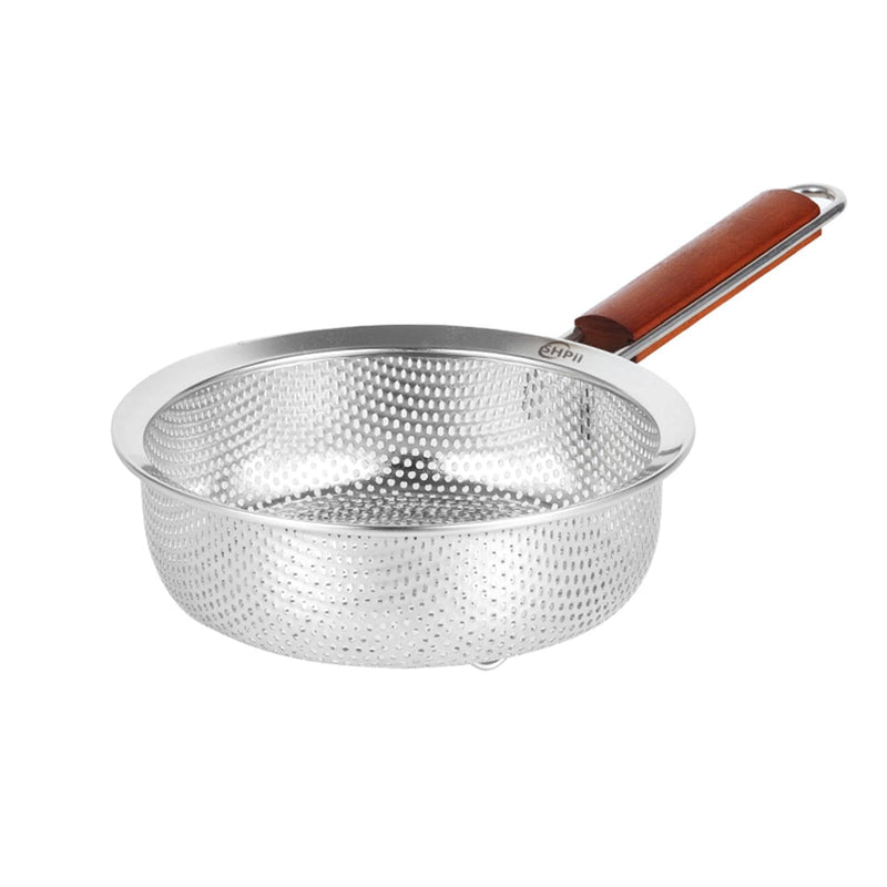 304 Stainless Steel Strainer Basket with Self-Draining Solid Base Ideal for kitchens, pasta, fruits, vegetables, frying, and water-based cooking - 8.7in Caliber-8.7in
