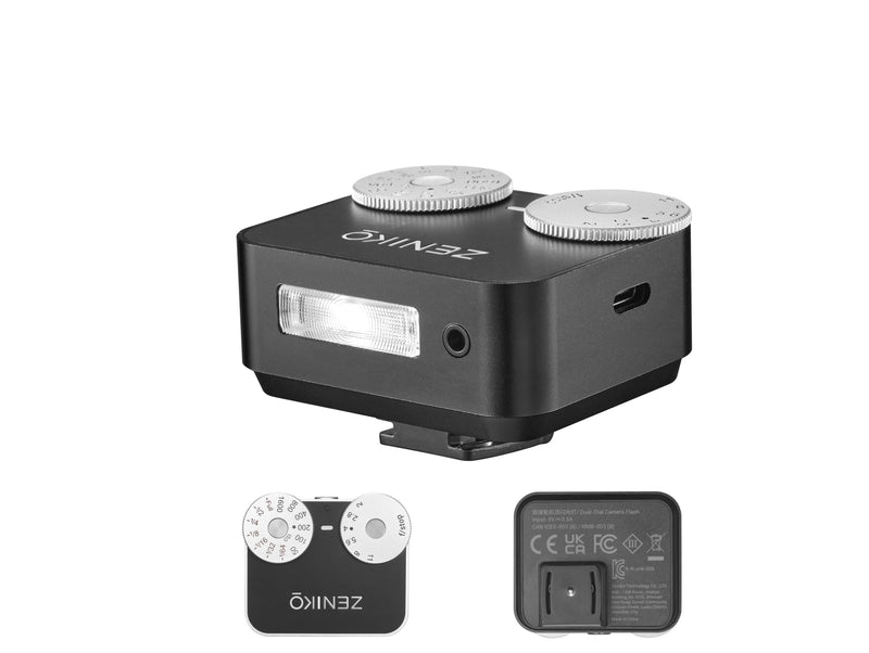 ZENIKO ZA12 Camera Flash Speedlite,Dual-Dial 6500K±200K Mini Flash for Fujifilm X-T30 X-T5 Sony ZV-E10 Nikon Panasonic Olympus Ricoh GR3/4 SLR Camera Flash Litght(ZA12-Black) ZA12-Black