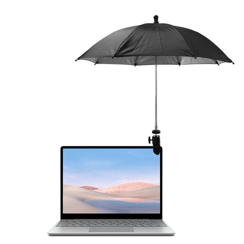 Laptop Sun Shade, 360 ° Rotation Laptop Sunshade Cover, Foldable 19'' Monitor Sun Umbrella with Clamp, for Working Outside, Black