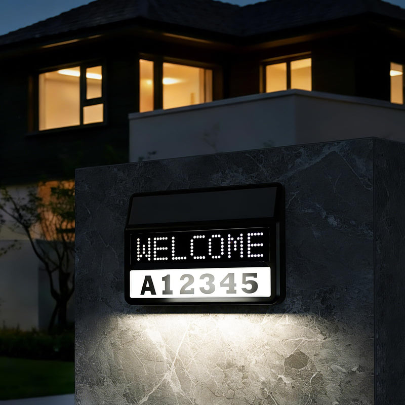 Solar House Numbers for Outside with Digital Screen, APP Control Solar LED Lighted Address Sign, Waterproof Address Signs for Yard, Suitable for Visitors, Emergency Vehicles and Warning Signs