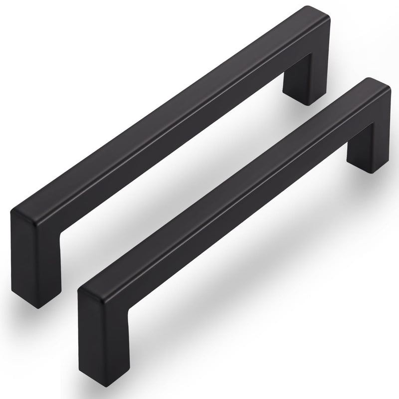 L&lonpa Cabinet Handles 6-1/4 Inch Matte Black Cabinet Pulls, 10 Pack | Kitchen Cabinet Handles, Not Easy to Rust Design, Aluminum, Overall Length 6-3/4 Inch, Classic 6-1/4 Inch Hole Centers
