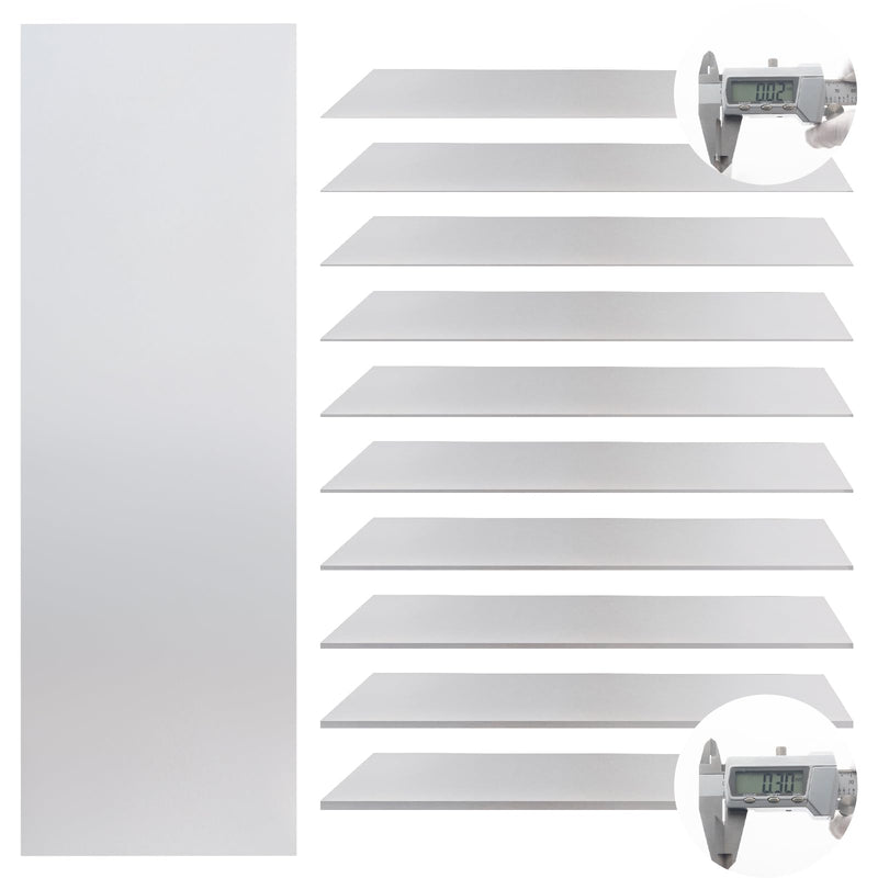 60 PCS Shim Stock Assortment, 2" W x 6" L Metal Shims for Leveling, Thin Metal Shims Stock 304 Stainless Steel, Metal Strips 10 Thickness 0.0007 to 0.01 Inch 2"W x 6"L-60 PCS Silver