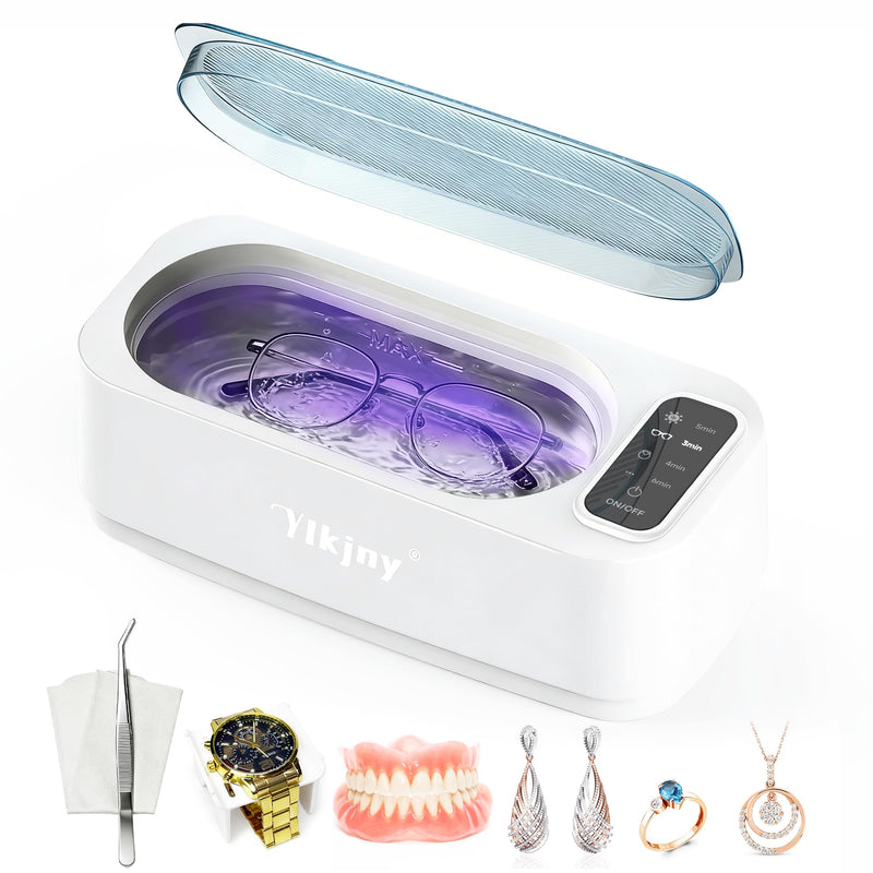 Ultrasonic Jewelry Cleaner, 55KHz 400ml Ultrasonic Cleaner with 4 Cleaning Modes & LED Light, Ideal for Jewelry Cleaner, Eyeglasses, Rings, Retainers, Silverware, Watches and Small Valuables