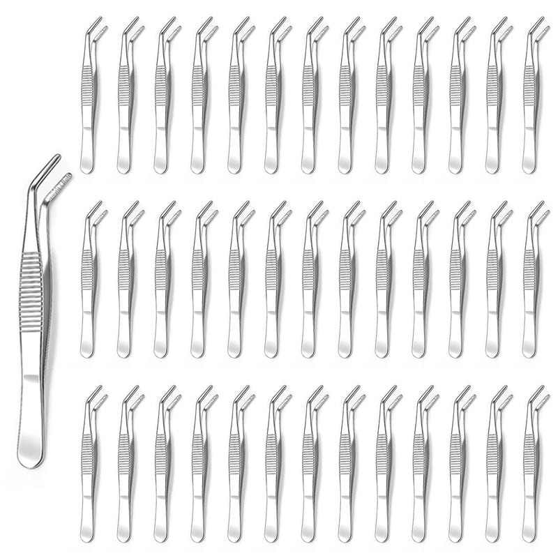 40Pack Stainless Steel Tweezers with Curved Tip Curved Serrated Tip Multipurpose Forcep for Craft, Sewing Machine, DIY Crafts, Jewelry Making, Electronics Repair, Precision Work & Hobby Project Stainless Steel Tweezers 40pcs