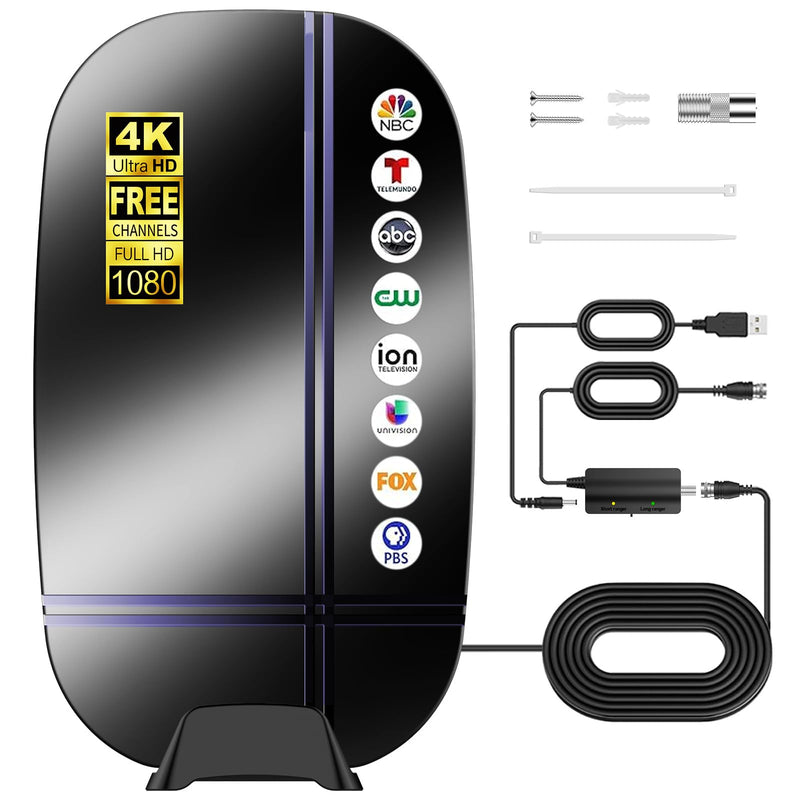 TV Antenna 360° Omnidirectional HDTV Antenna, 3500+ Miles Digital TV Antenna for Smart TV Indoor,4K 1080P Free Local Channels (Satin Black)