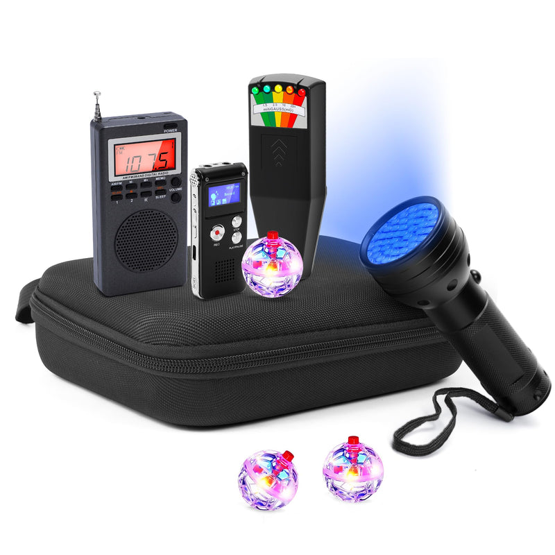 Professional 8 Pcs Ghost Hunting Equipment Kit, All-in-One Ghost Hunting Kit for Paranormal Research, Complete Ghost Investigation Equipment with EMF Meter, Spirit Box & Recorder Foundation